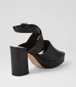Ojulie Black Leather Sandals