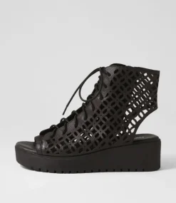 Olava Black Leather Sandals