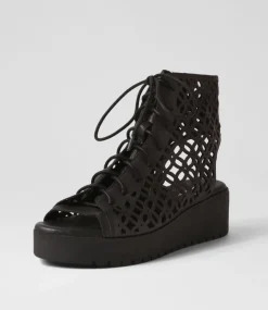 Olava Black Leather Sandals