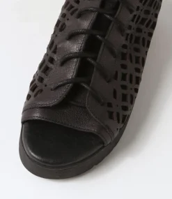 Olava Black Leather Sandals