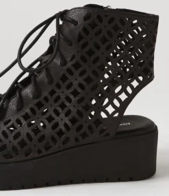 Olava Black Leather Sandals
