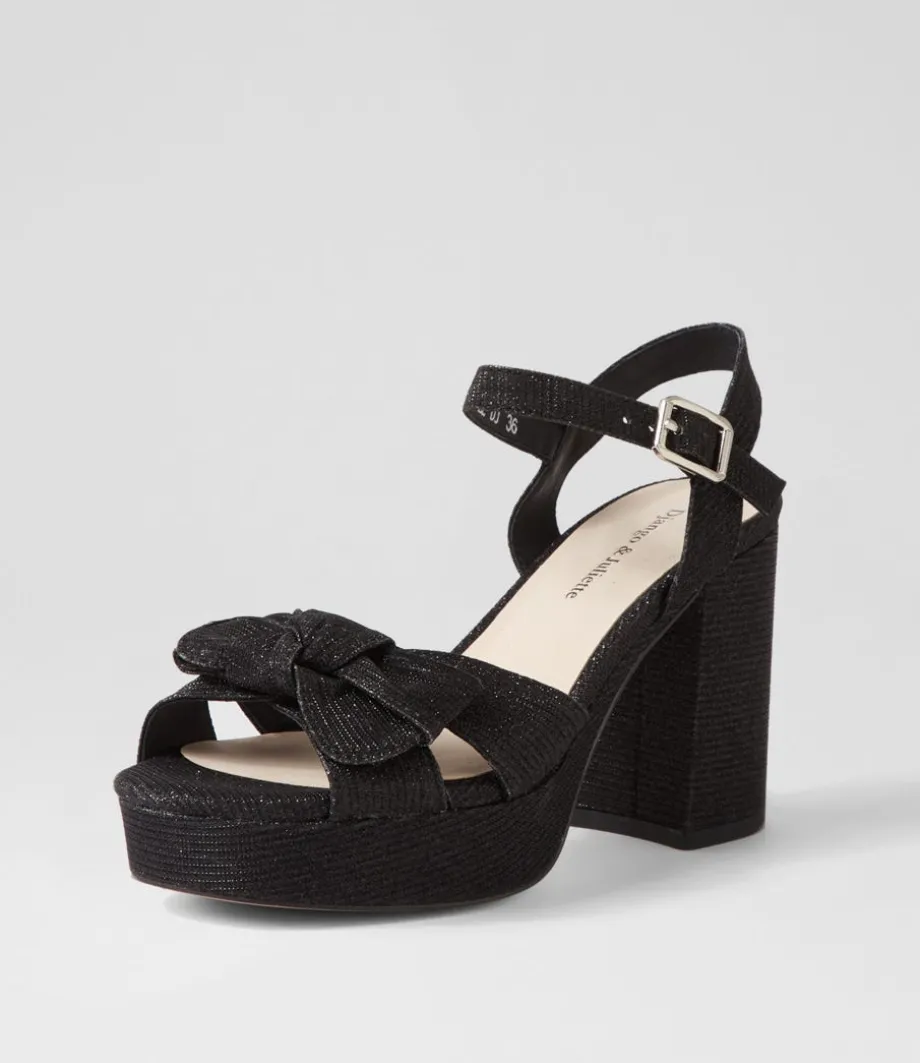 Omee Black Shine Fabric Sandals