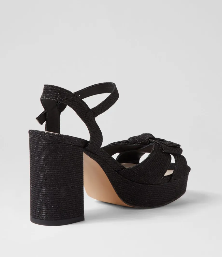 Omee Black Shine Fabric Sandals