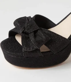 Omee Black Shine Fabric Sandals