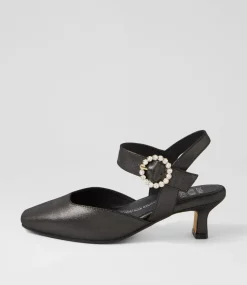 Orella Xw Black Shimmer Leather Heels
