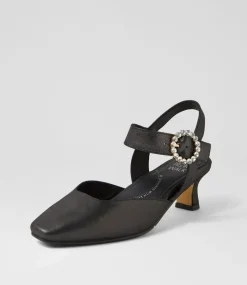 Orella Xw Black Shimmer Leather Heels