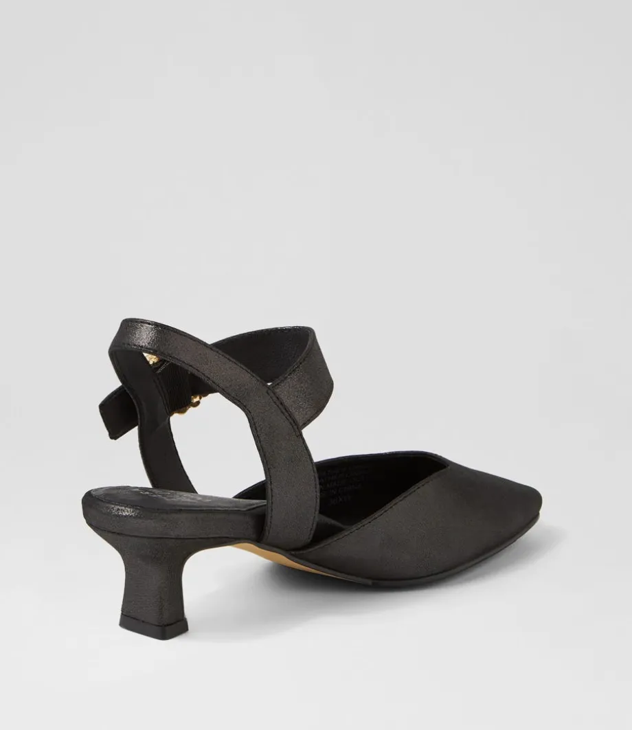 Orella Xw Black Shimmer Leather Heels