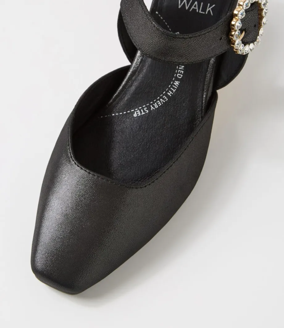 Orella Xw Black Shimmer Leather Heels