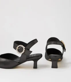 Orella Xw Black Shimmer Leather Heels