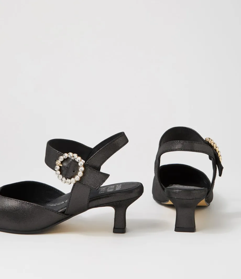 Orella Xw Black Shimmer Leather Heels