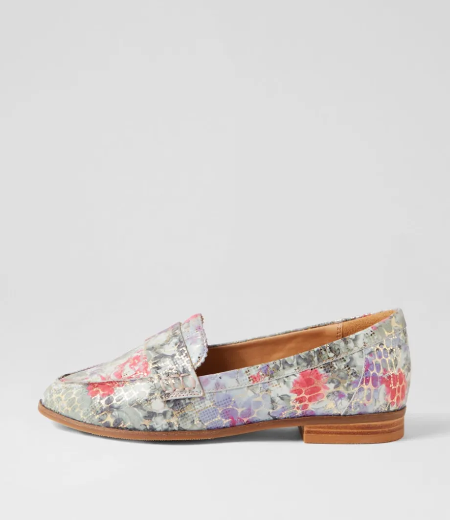 Oreta Xw Black Floral Leather Loafers