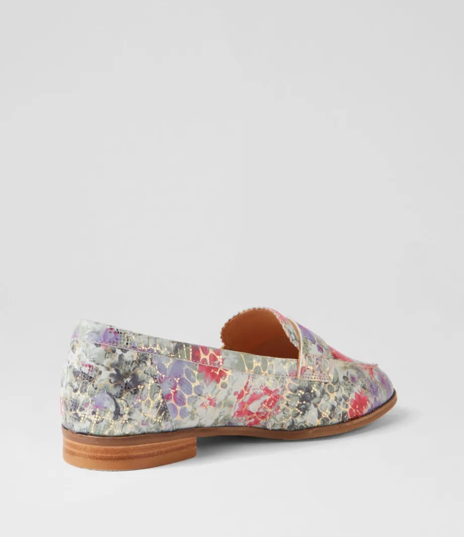 Oreta Xw Black Floral Leather Loafers