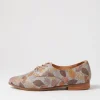 Oscar Xf Tan Leaf Multi Leather Lace Up Flats