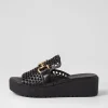 Osteno Black Leather Slides