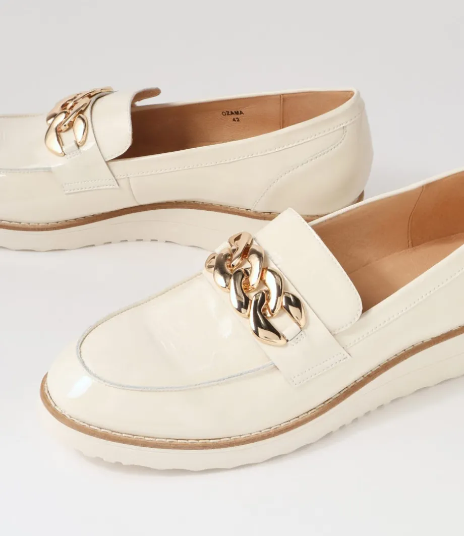 Ozama Ivory Patent Leather Loafers