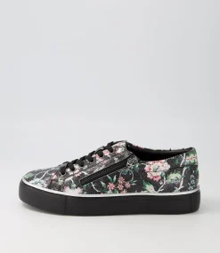 Pamela Xf Black Floral Leather Sneakers