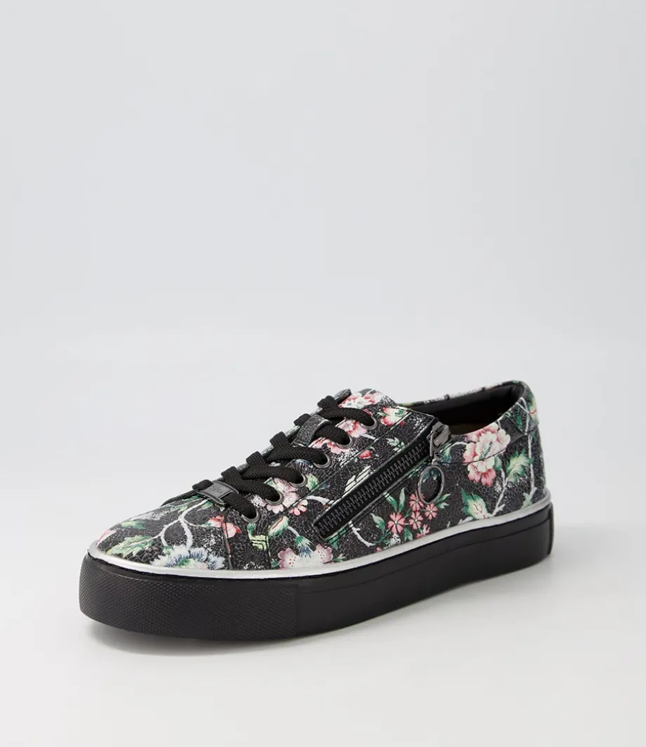 Pamela Xf Black Floral Leather Sneakers