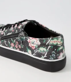Pamela Xf Black Floral Leather Sneakers