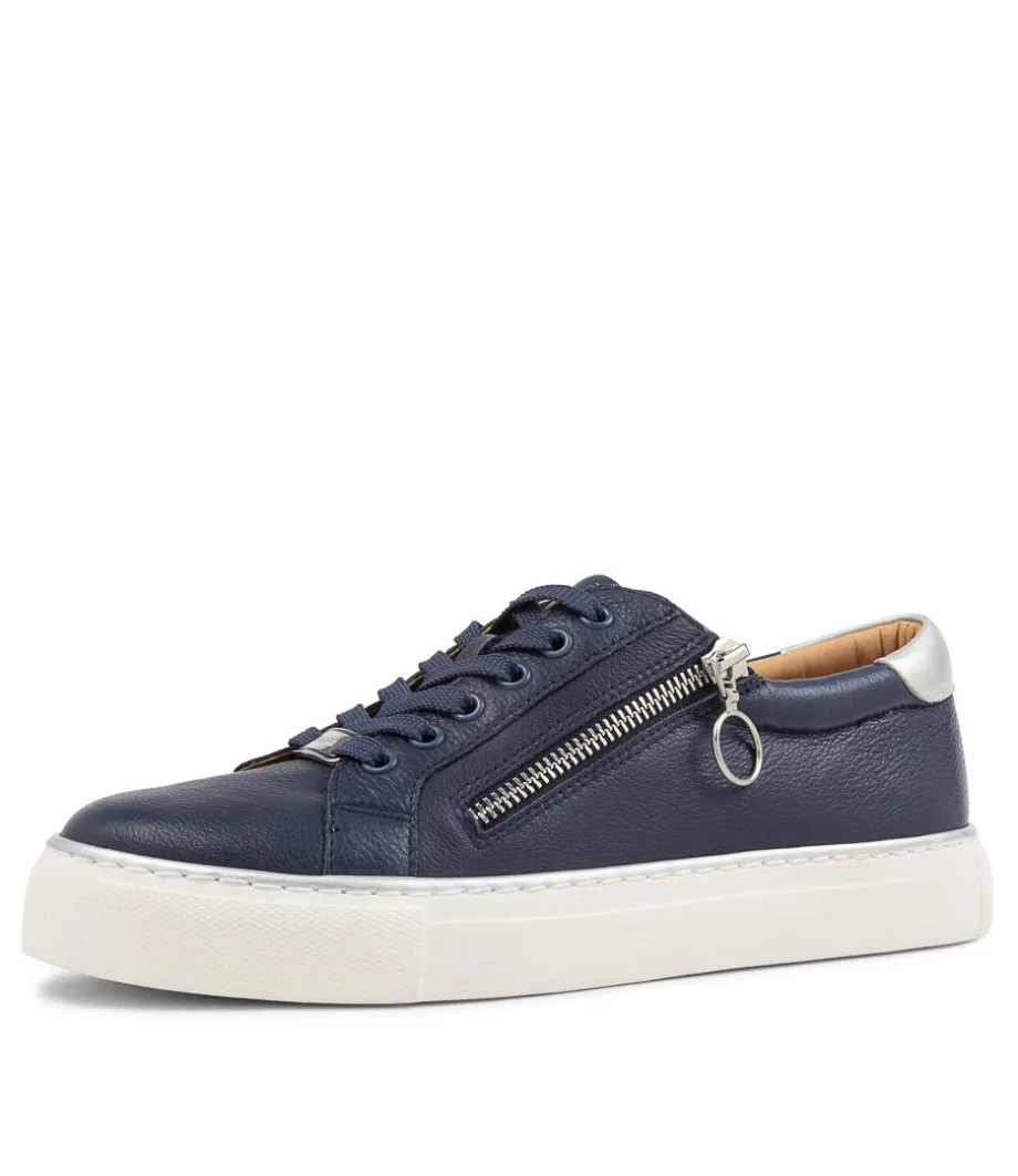 Pamela Xf Navy Silver Leather Sneakers