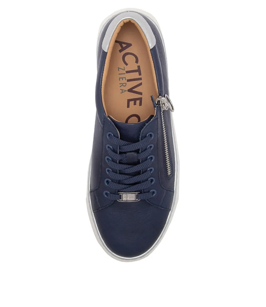 Pamela Xf Navy Silver Leather Sneakers