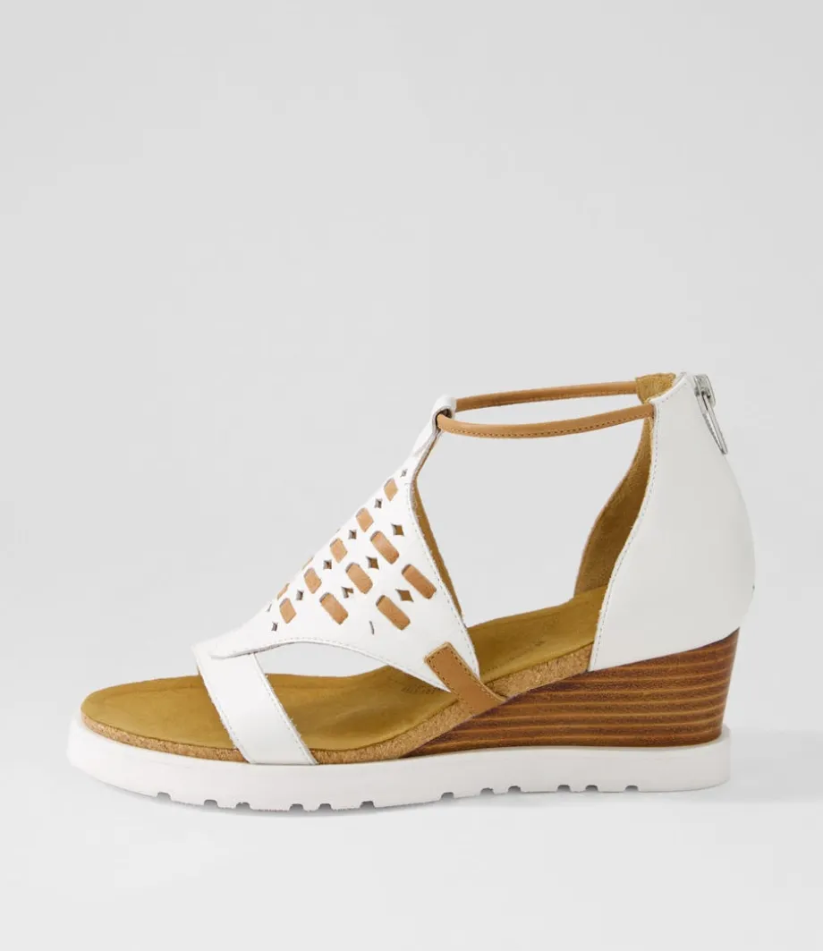 Pamilla W White Tan Leather Sandals