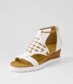 Pamilla W White Tan Leather Sandals