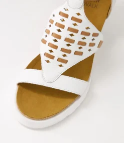 Pamilla W White Tan Leather Sandals