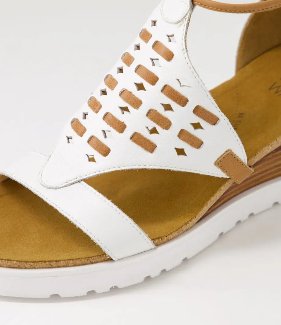 Pamilla W White Tan Leather Sandals