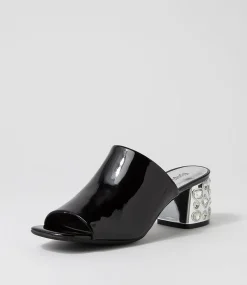 Pansie Black Patent Leather Mules