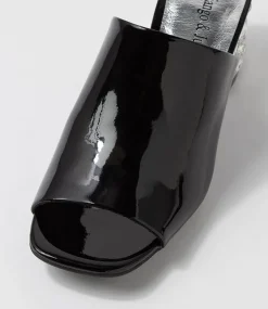 Pansie Black Patent Leather Mules