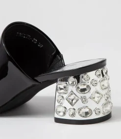 Pansie Black Patent Leather Mules