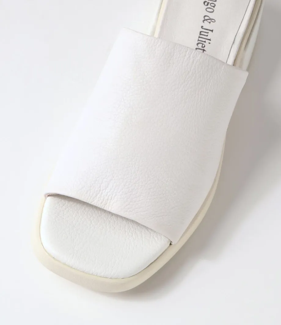 Parnee White Leather Mules