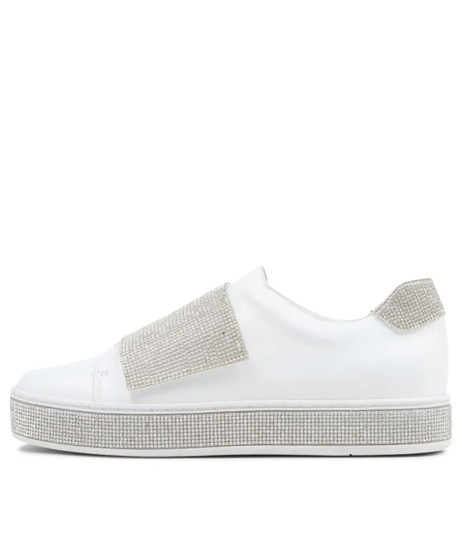 Patisse White Silver Leather Jewels Sneakers