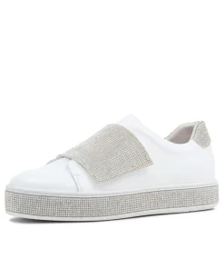 Patisse White Silver Leather Jewels Sneakers
