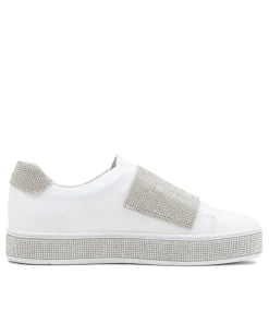 Patisse White Silver Leather Jewels Sneakers
