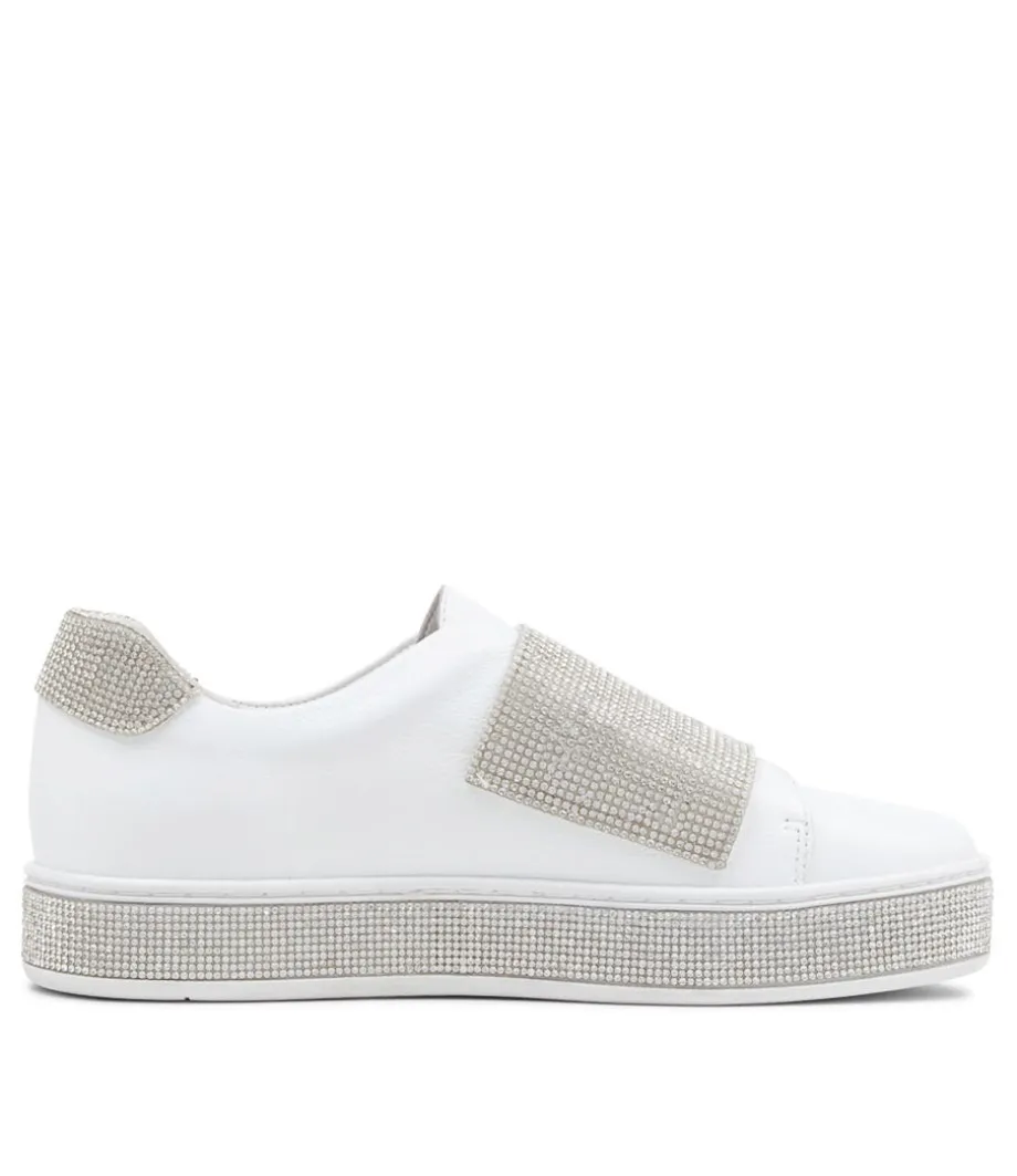 Patisse White Silver Leather Jewels Sneakers