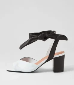 Pavoom White Black Leather Sandals