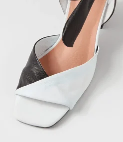 Pavoom White Black Leather Sandals