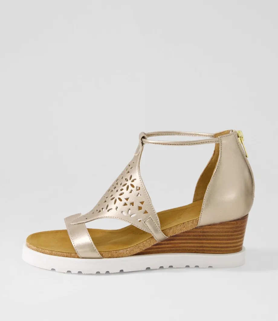 Pellie W Champagne Leather Sandals