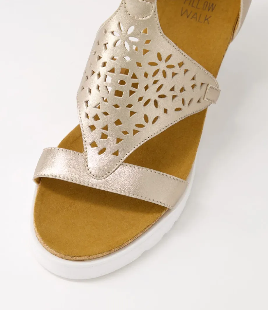 Pellie W Champagne Leather Sandals