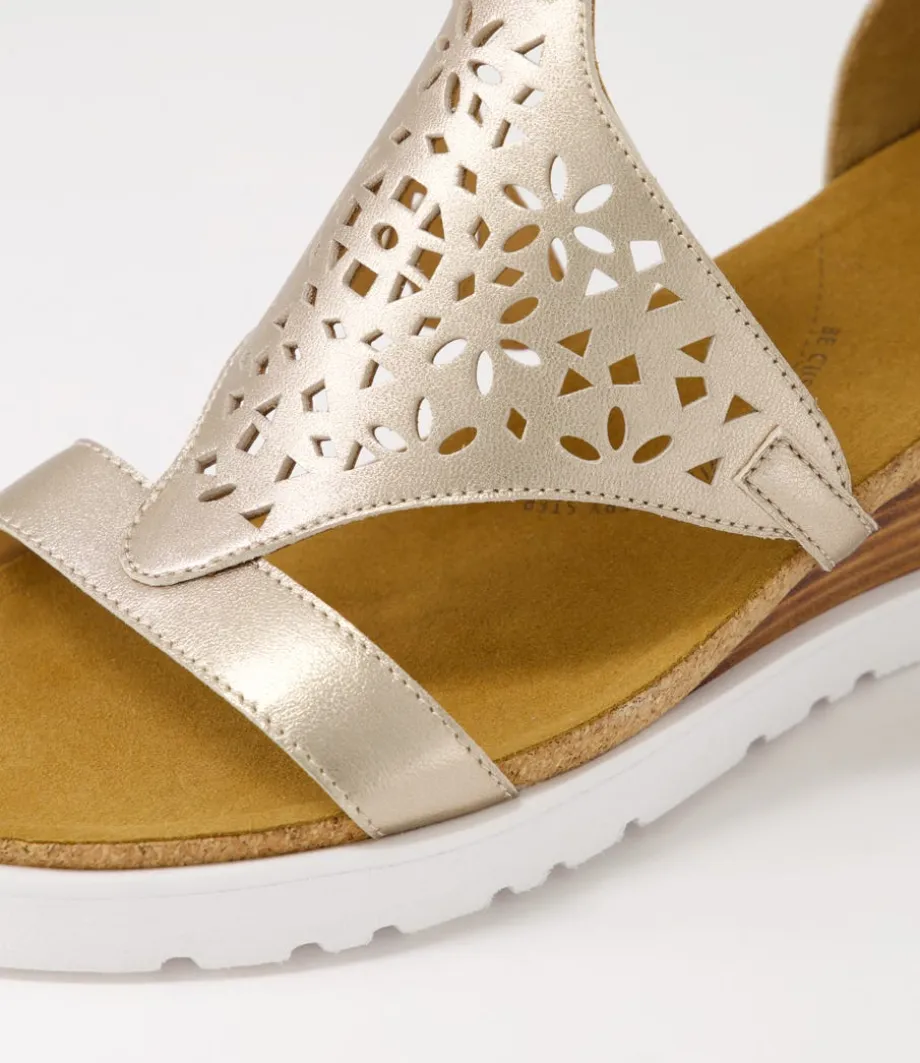 Pellie W Champagne Leather Sandals