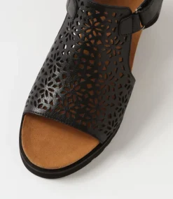 Perynn W Black Leather Sandals