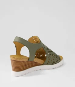 Perynn W Olive Leather Sandals