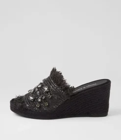 Pitchy Black Synthetic Raffia Espadrilles