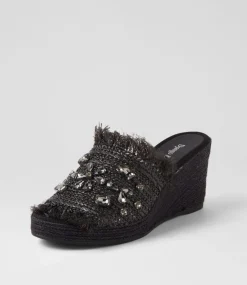 Pitchy Black Synthetic Raffia Espadrilles