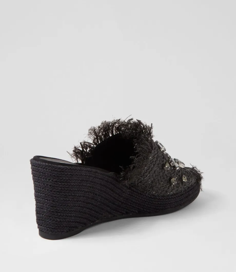 Pitchy Black Synthetic Raffia Espadrilles