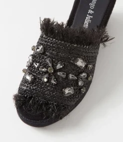 Pitchy Black Synthetic Raffia Espadrilles