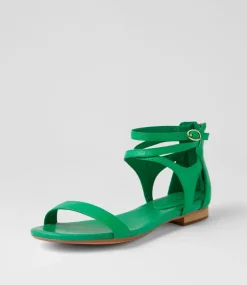 Please Bright Emerald Leather Sandals