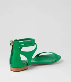 Please Bright Emerald Leather Sandals