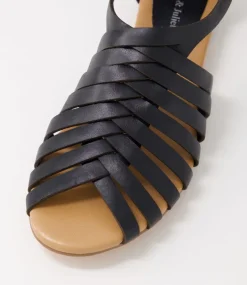 Pleva Black Leather Sandals